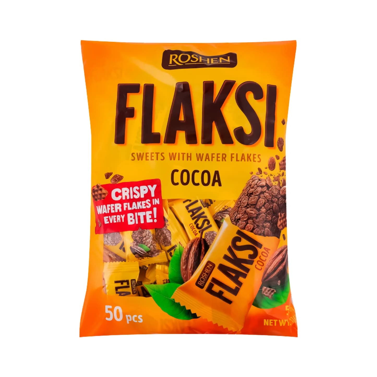 K796 ROSHEN FLAKSI COCOA SWEETS IN WAFER FLAKES (8X0.5KG)