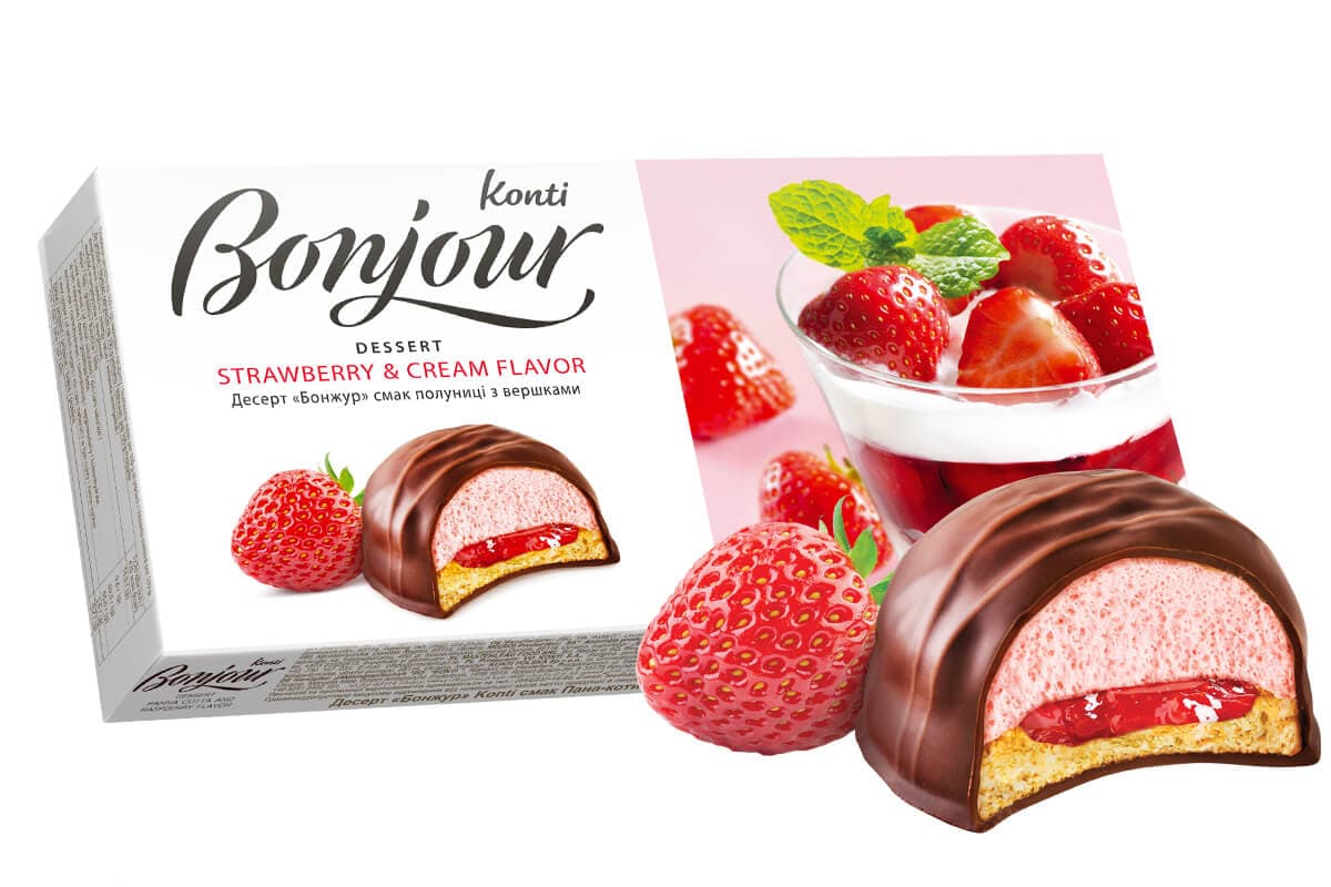 K407 KONTI DESSERT BONJOUR STRAWBERRY FLAVOUR (24X29G)
