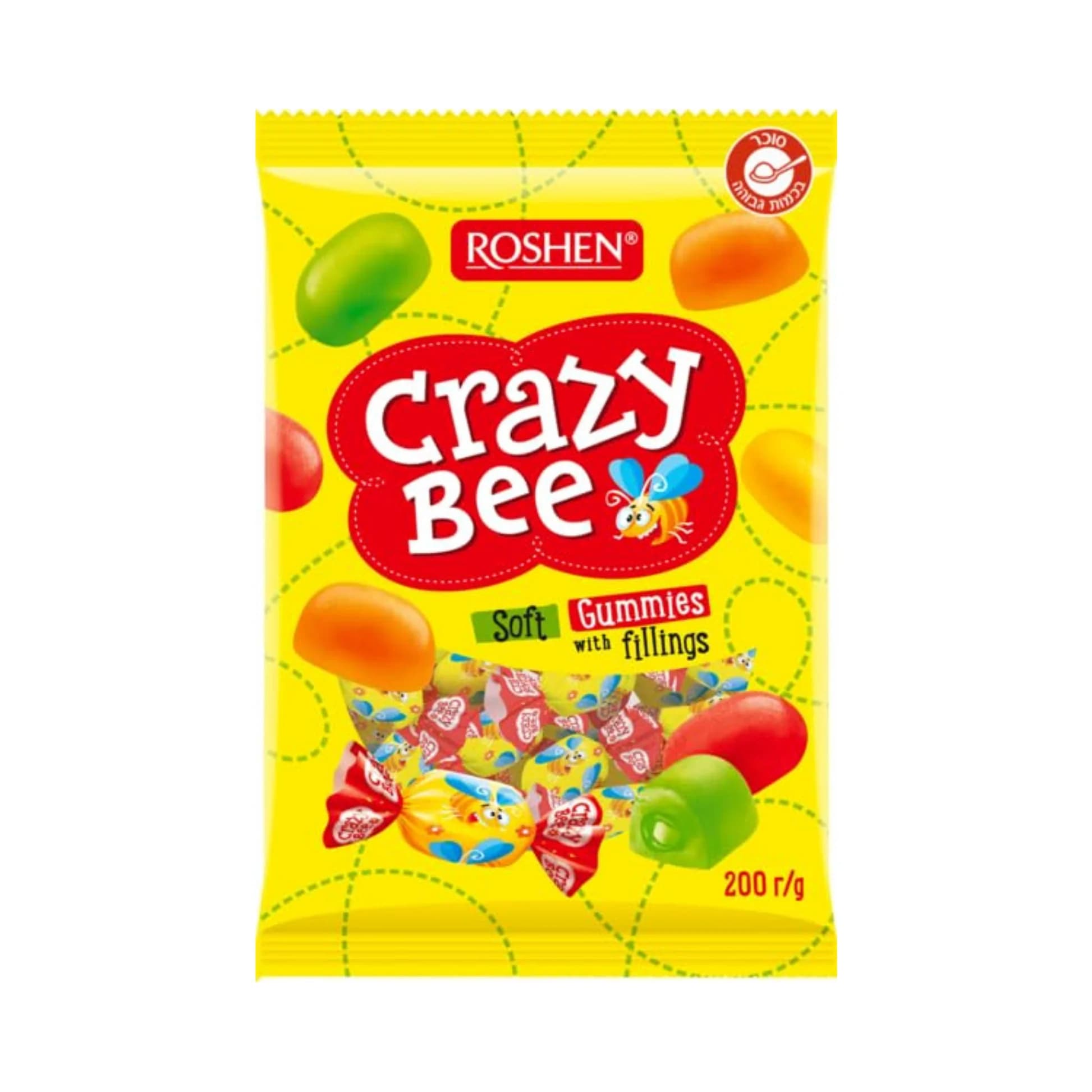 K211 ROSHEN "CRAZY BEE FRUTTY" GELLY CANDIES(12X200G)
