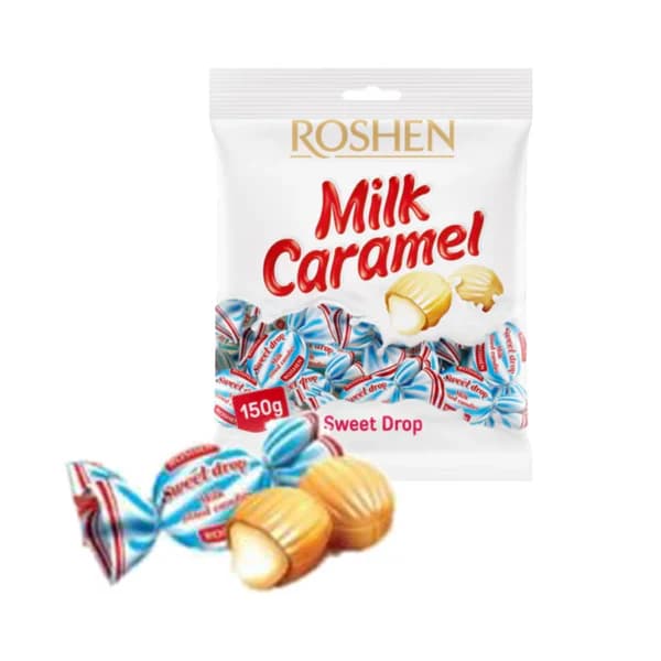 K209 ROSHEN MILK CARAMEL SWEET DROP HARD CANDIES (12X150G)