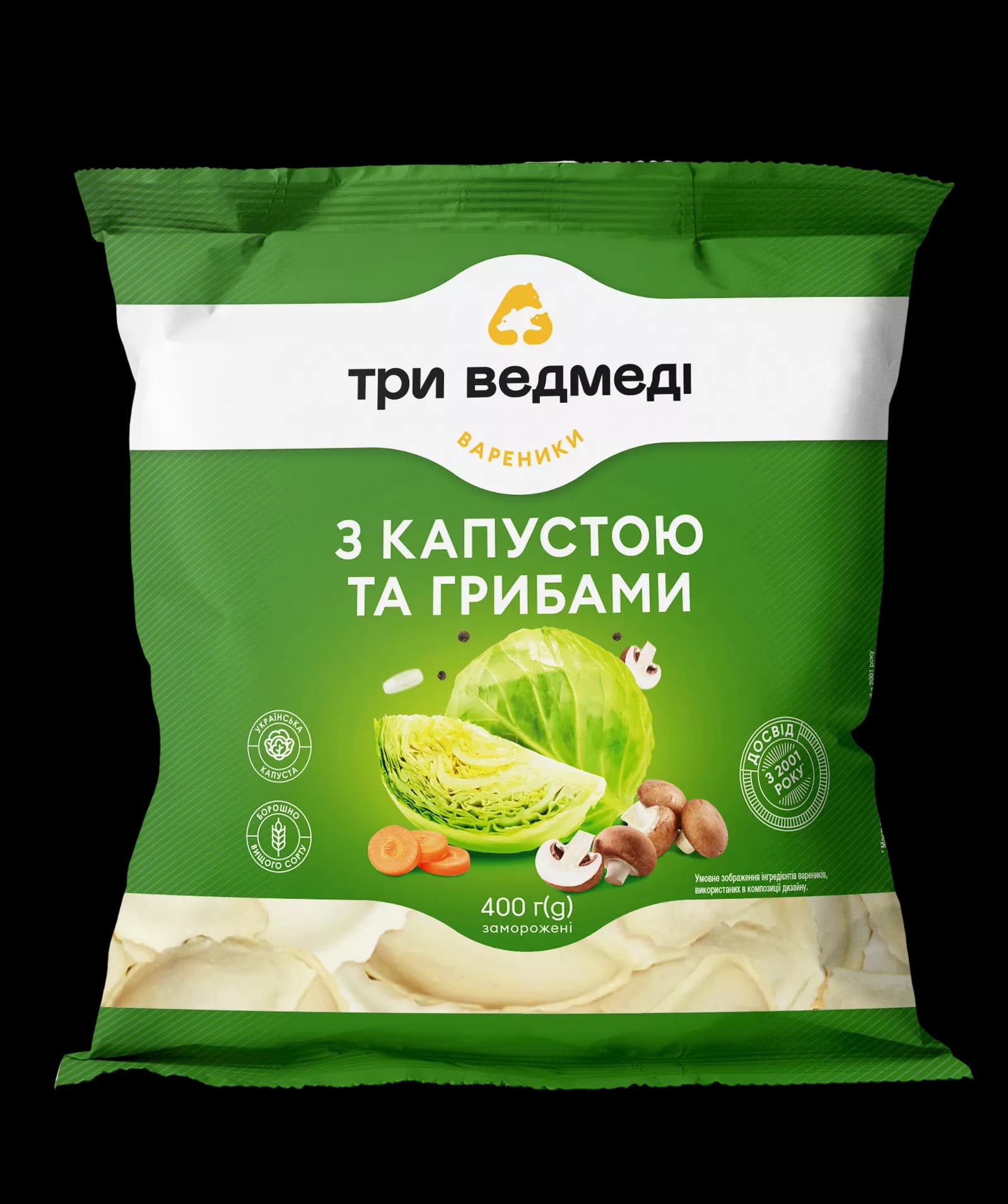 C893 THREE BEARS VARENYKY CABBAGE AND MUSHROOMS (10X400G)