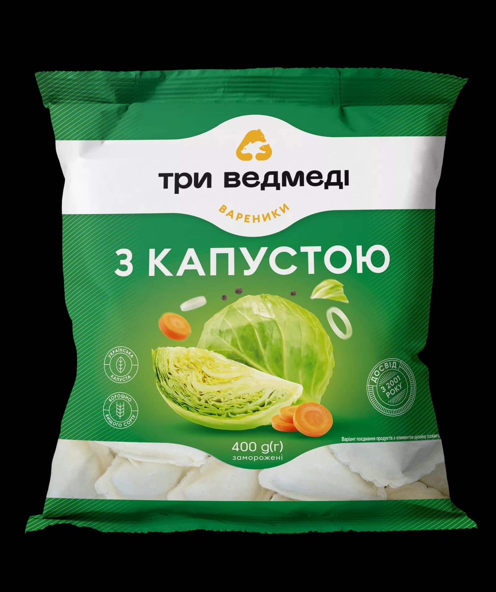 C892 THREE BEARS VARENYKY WITH CABBAGE (10X400G)